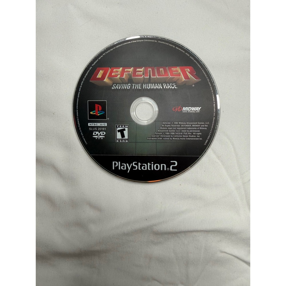 Defender Saving the Human Race Sony PlayStation 2 PS2 Game Disc Only SLUS 20191